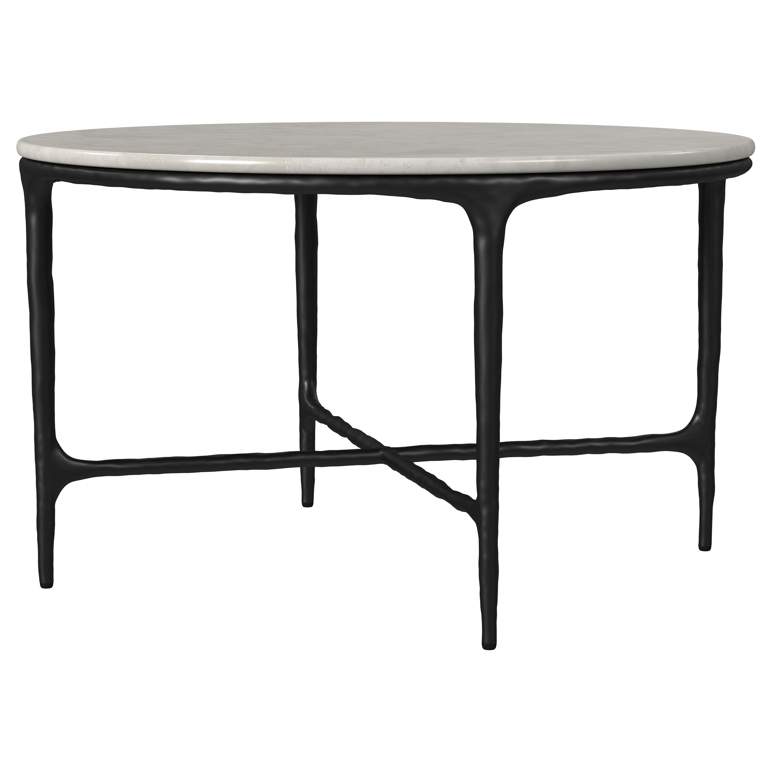 Hermas Round Genuine Marble Top Metal Coffee Table White-