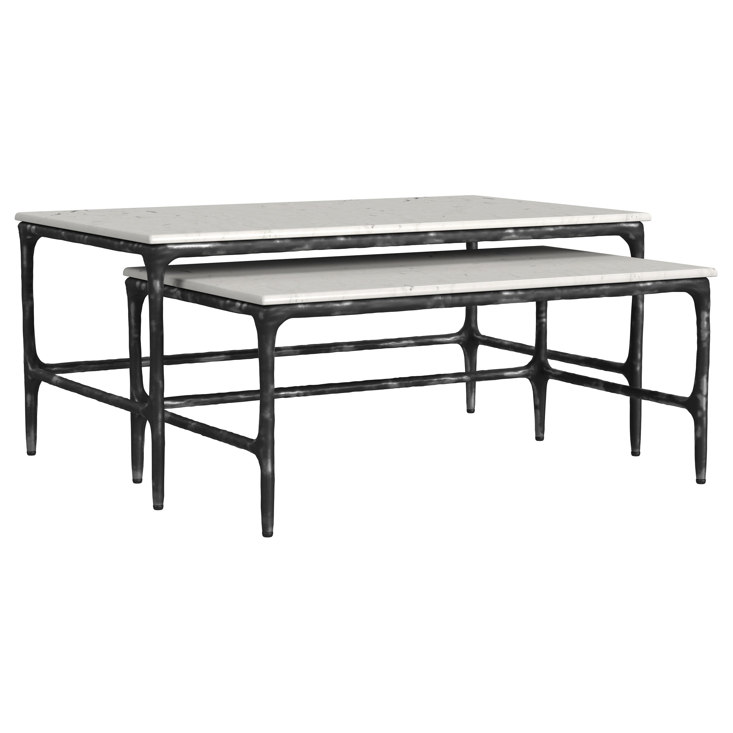 Ebby 2-piece Genuine Marble Top Nesting Coffee Tables White-