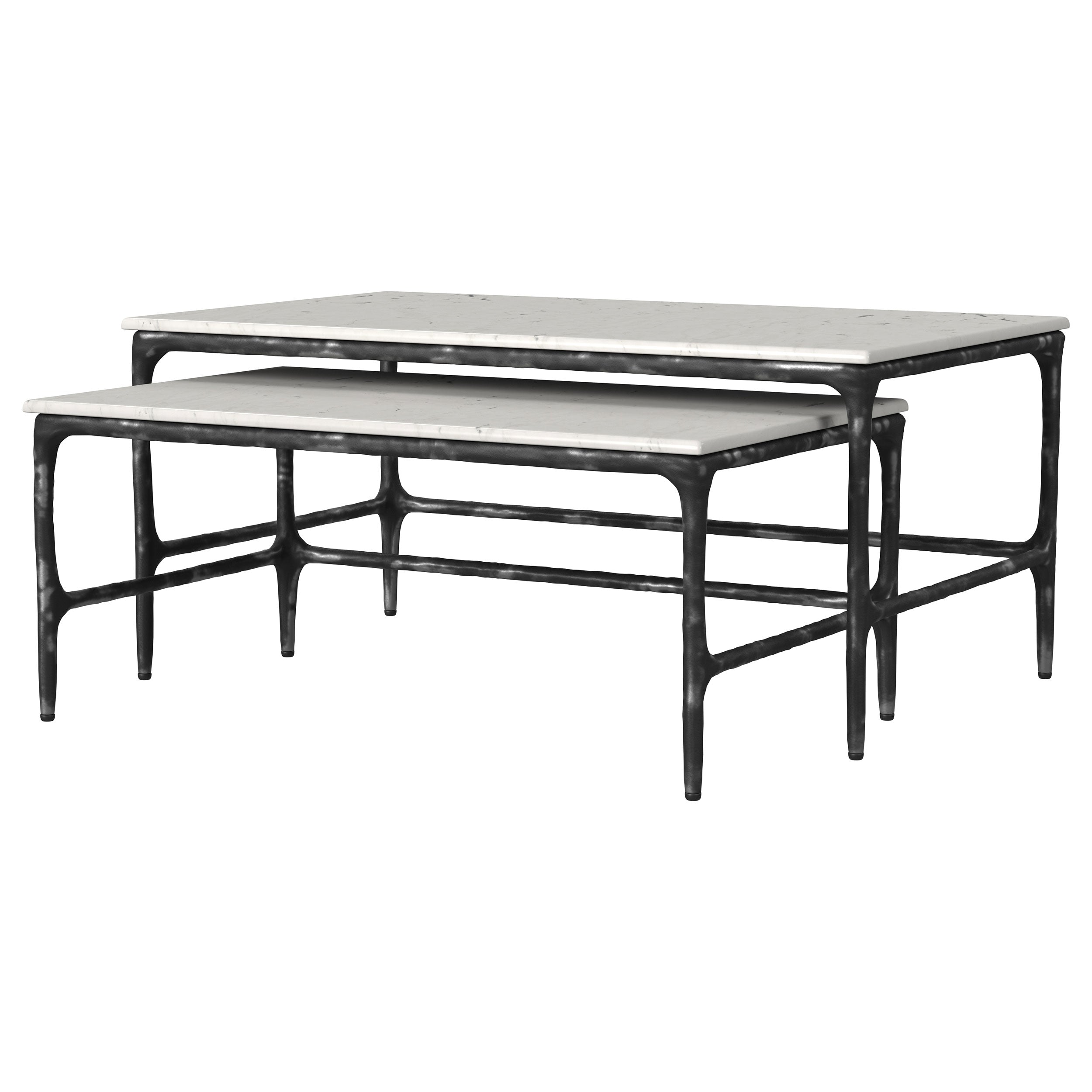 Ebby 2-piece Genuine Marble Top Nesting Coffee Tables White-