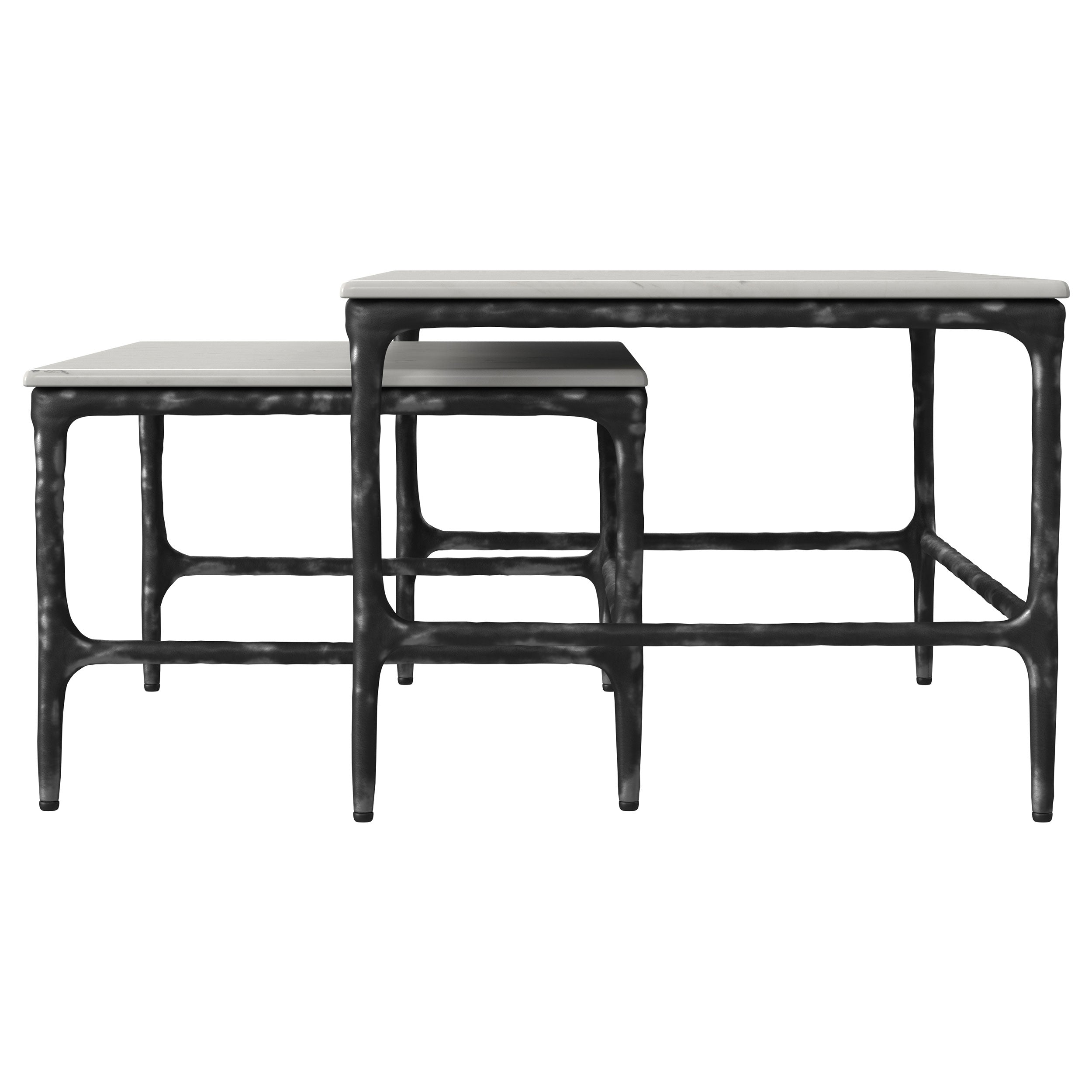Ebby 2-piece Genuine Marble Top Nesting Coffee Tables White-