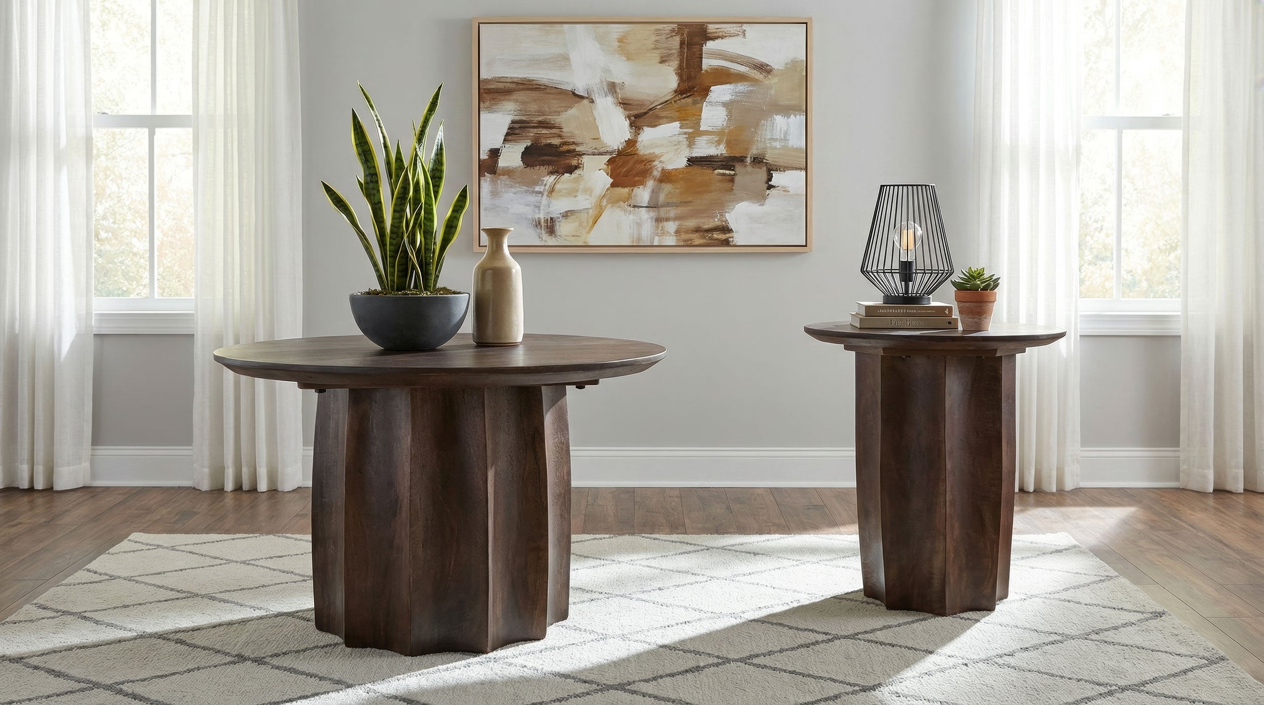 Cayenne Solid Mango Wood Cocktail Coffee Table Walnut-