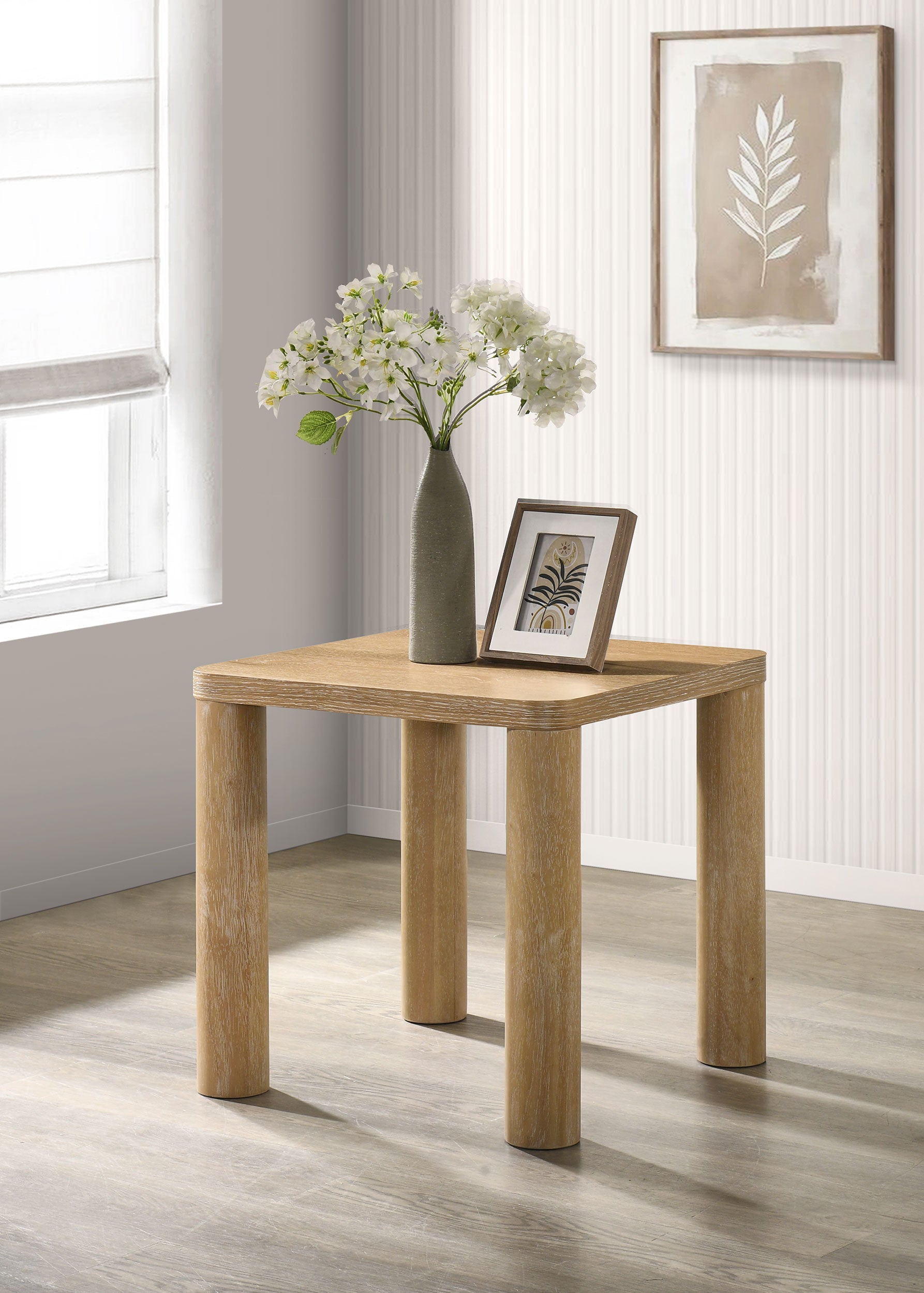 Castlewood Engineered Wood Accent Side End Table Light Oak-