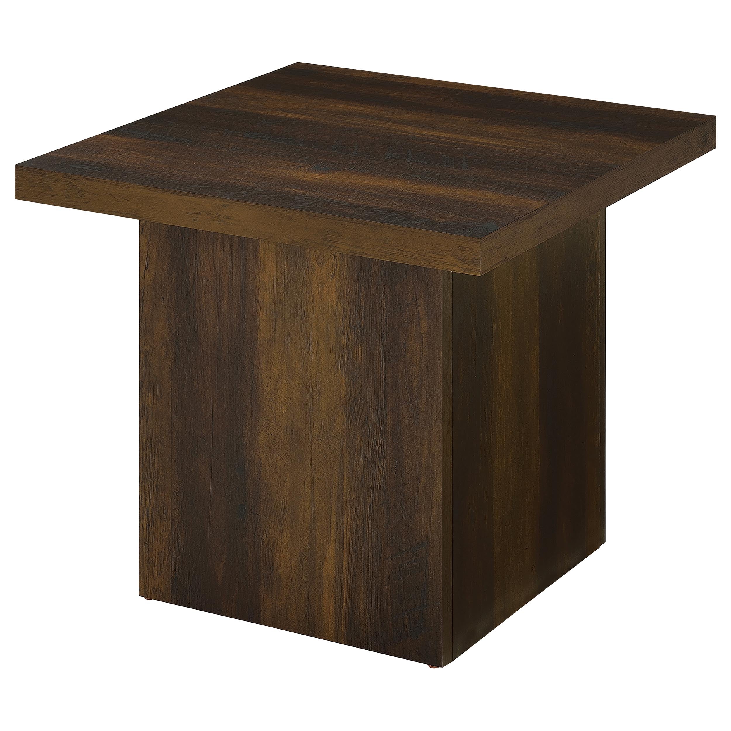 Devar Square Engineered Wood Side End Table Dark Pine-