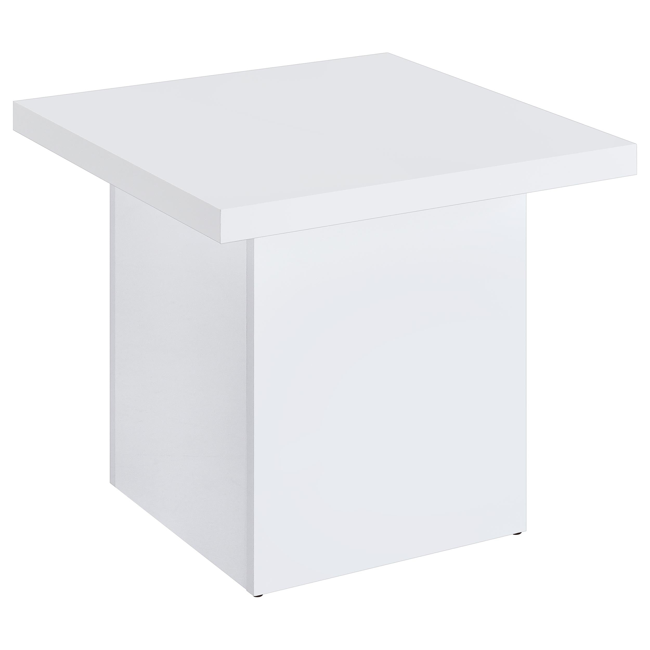 Devar Square Engineered Wood Side End Table White High Gloss-