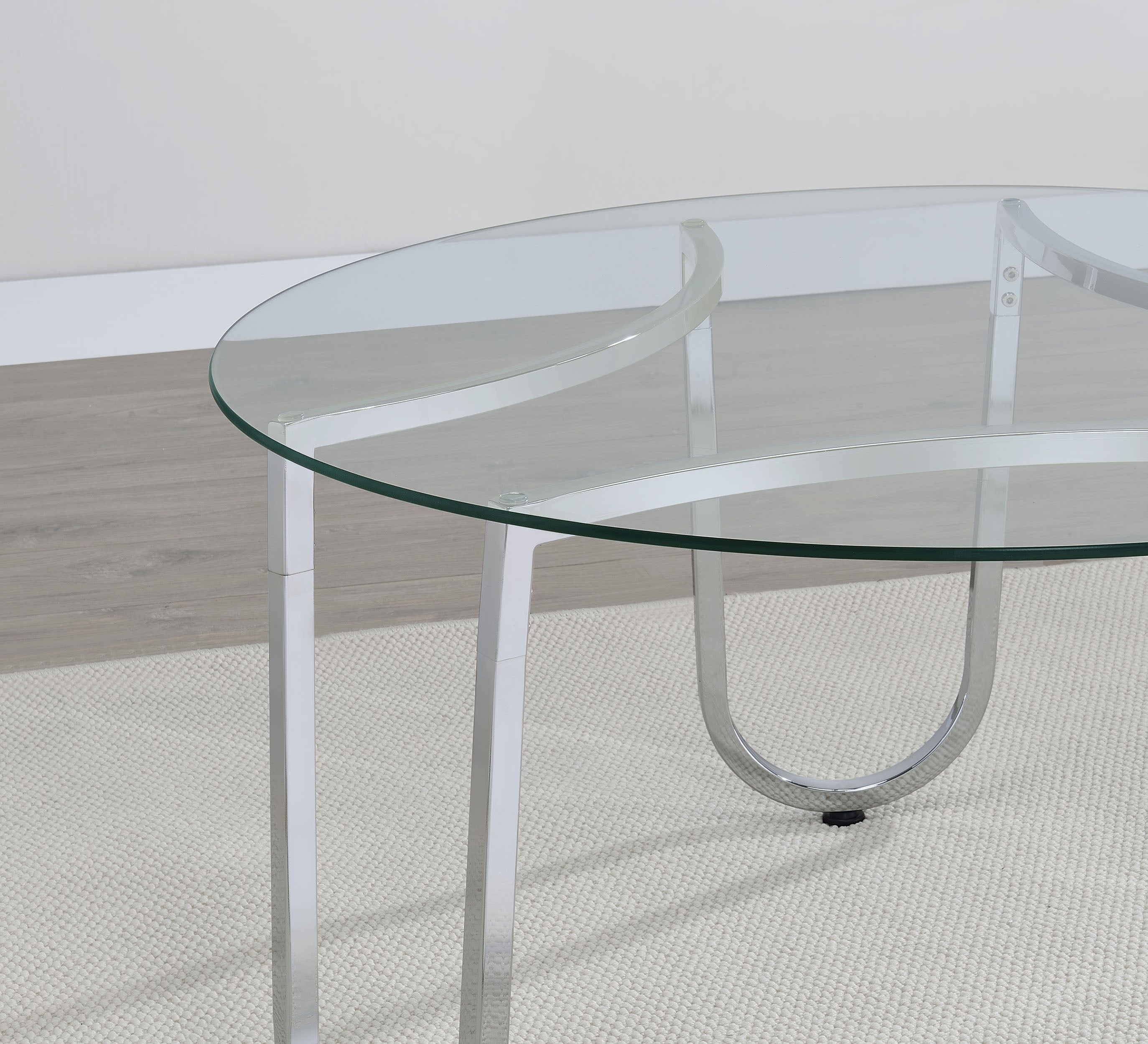 Beller Round Tempered Glass Top End Side Table Chrome-