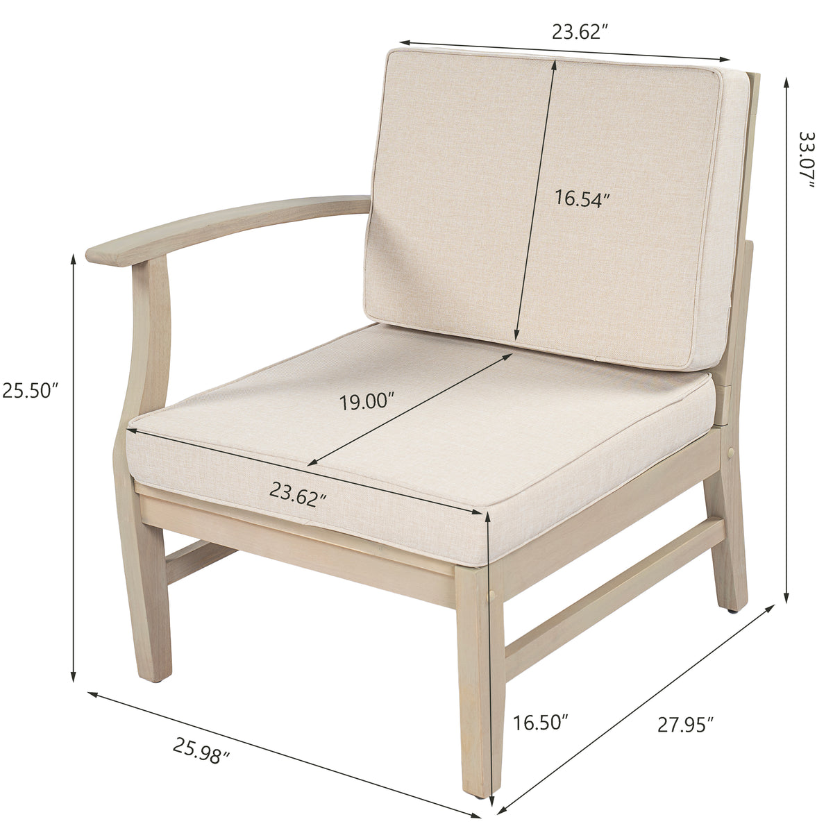 Perla Left Armchair in Acacia Wood