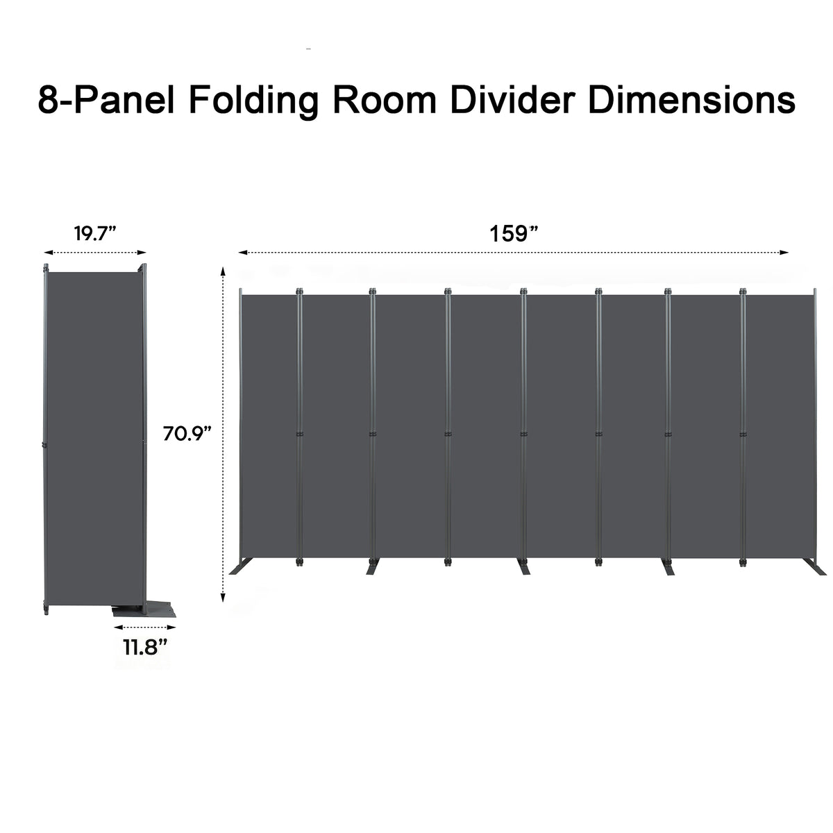 Room Divider 8-Panel Folding Privacy Screen