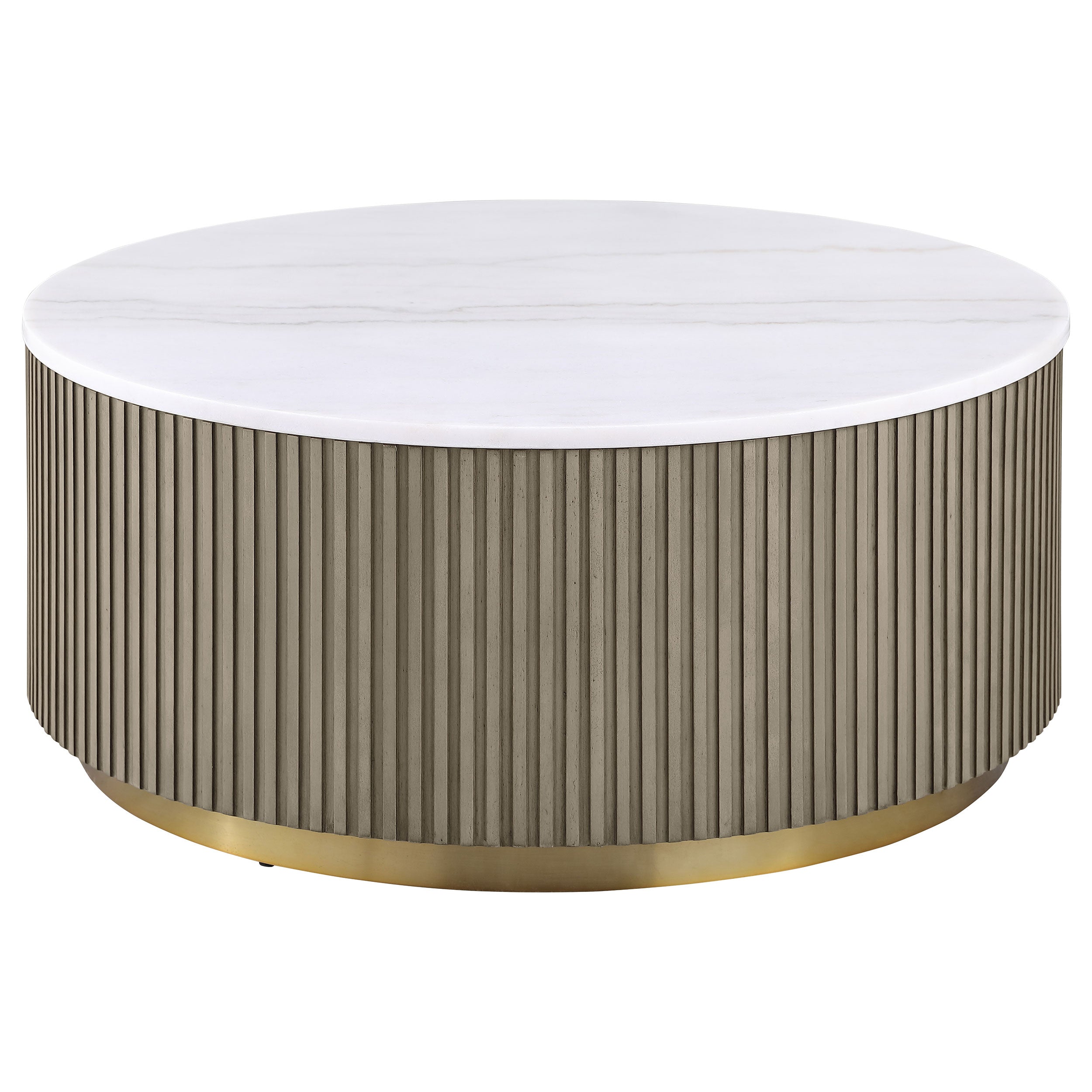 Jason Round White Marble Top Coffee Table Greige-