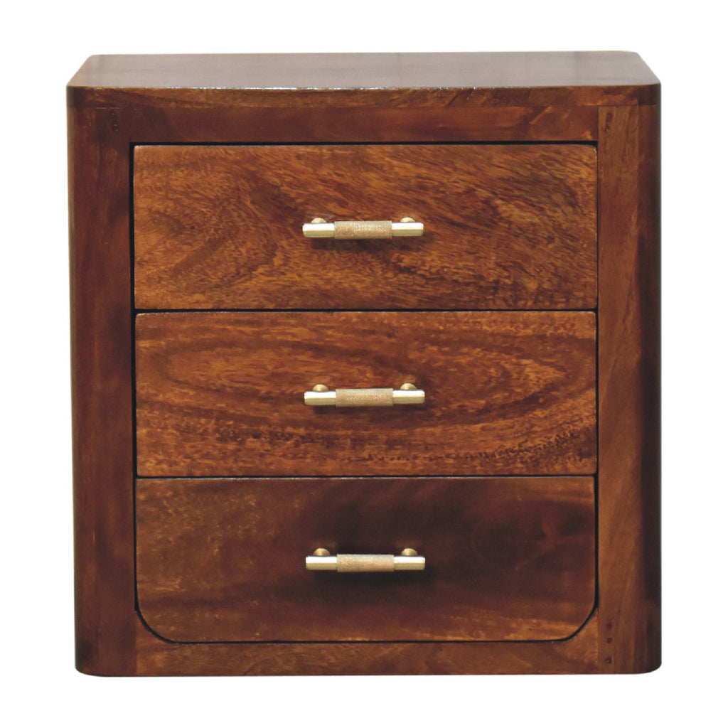 Luca Chestnut Nightstand with 3-Drawers