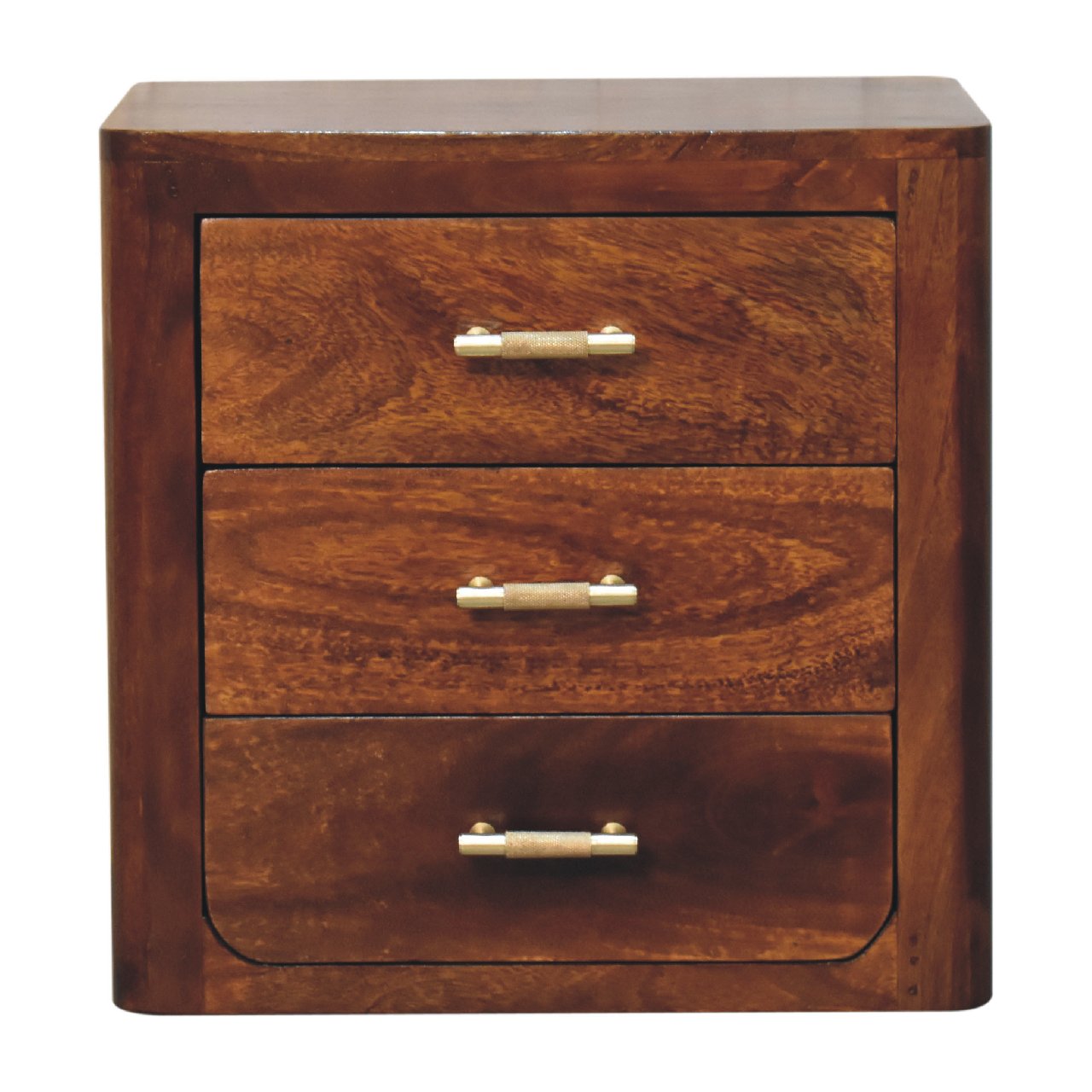 Luca Chestnut Nightstand with 3-Drawers