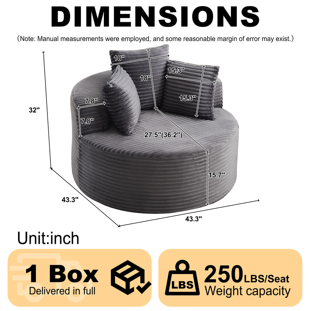 43-Inch Round Corduroy Single Sofa