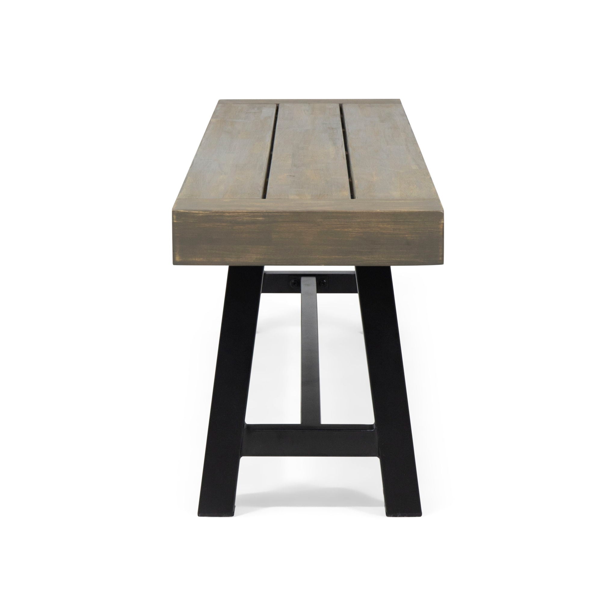 Outdoor Patio Bench - Gray / Rustic Metal