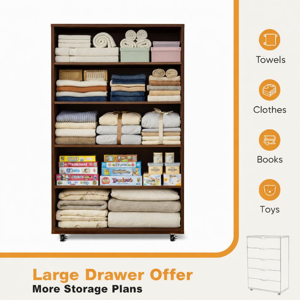 5 Drawer Dresser on Wheels