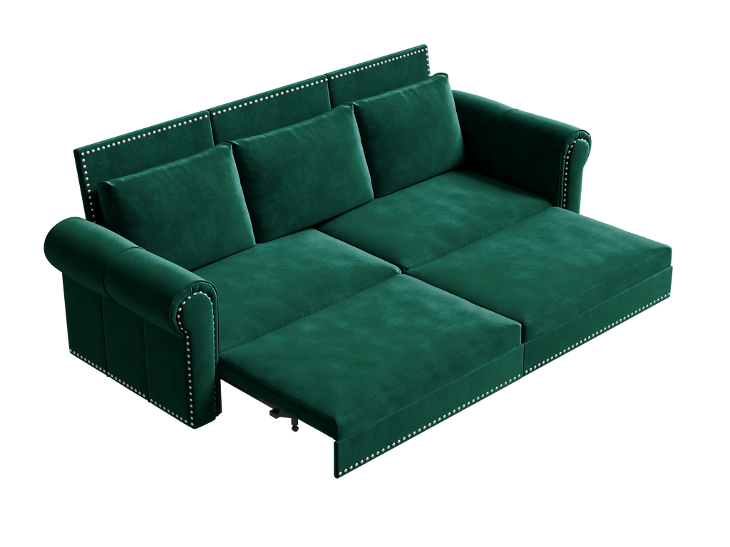 Chesterfield 3-in-1 Velvet Convertible Sleeper Sofa Bed