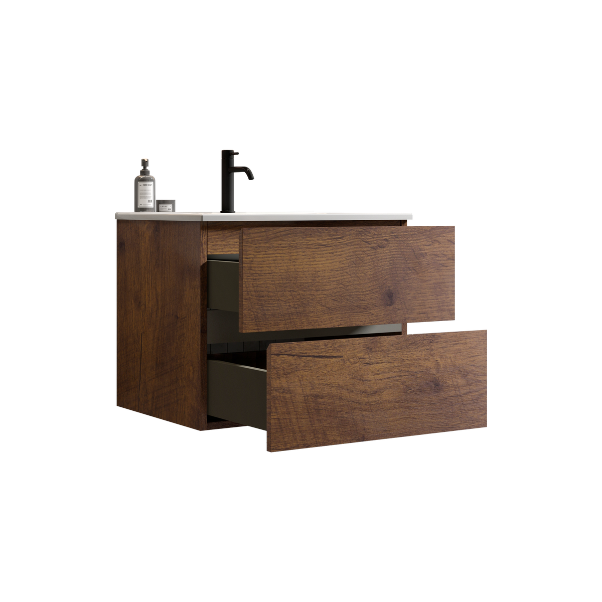 TIA 24-Inch Wall Mounted Bathroom Vanity, Walnut