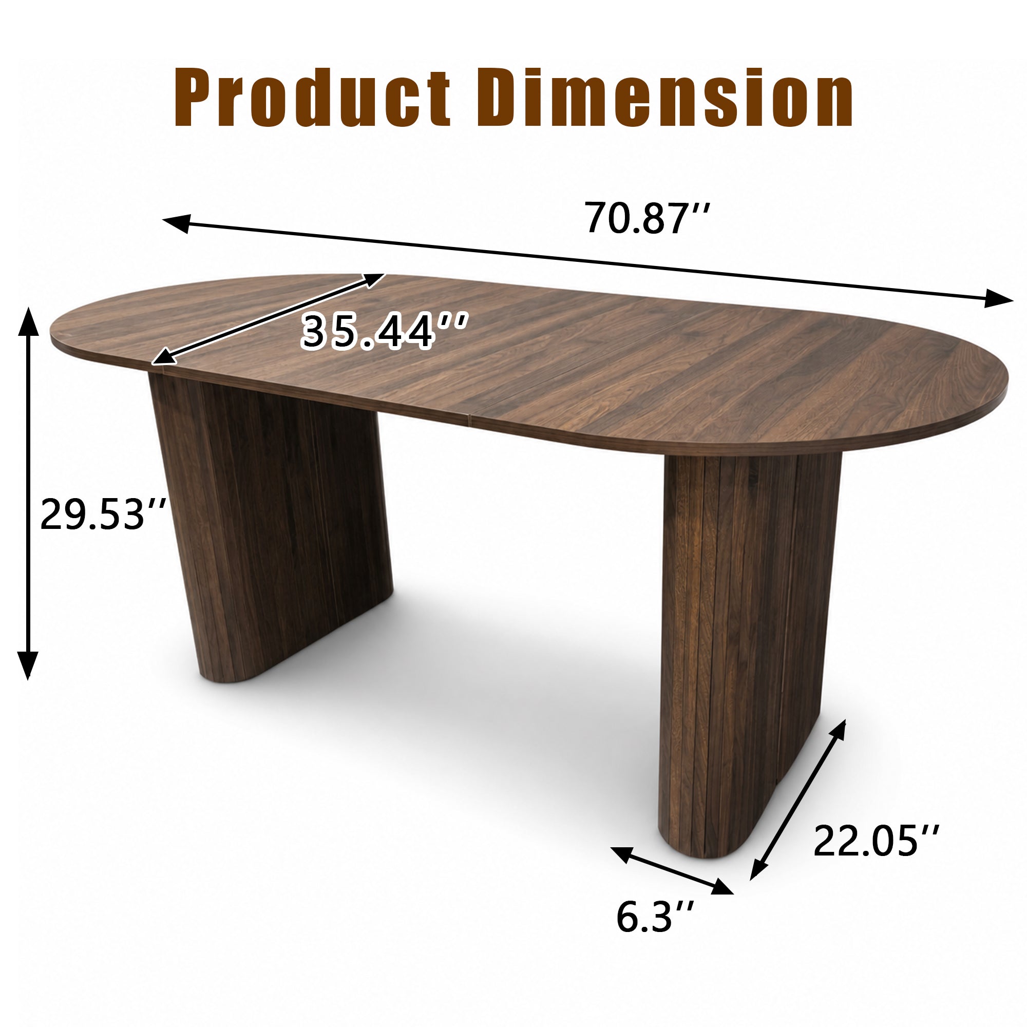 70.8" Oval Kitchen Table for 4-8 People
