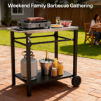 2-Tier Outdoor Grill Cart with Stainless Steel Top