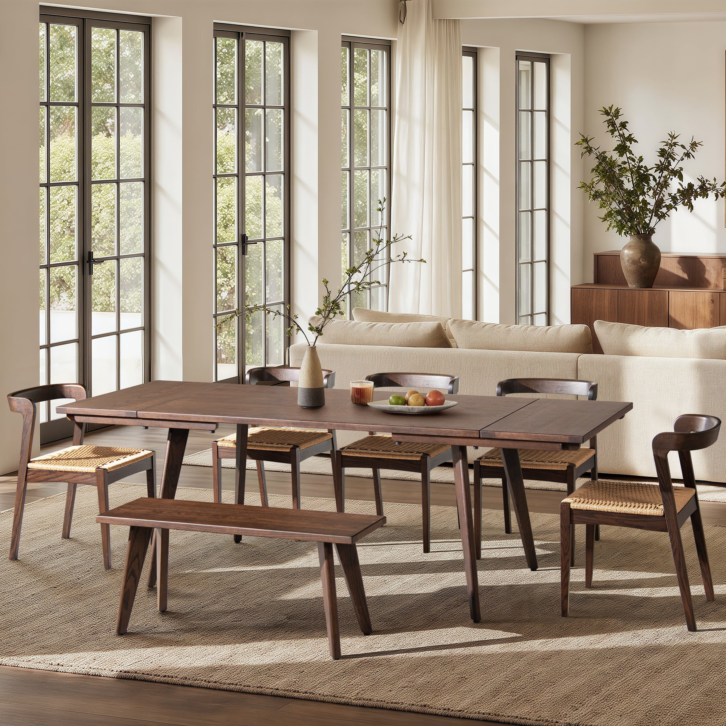 Capri 59-90.5" Solid Oak Dining Table