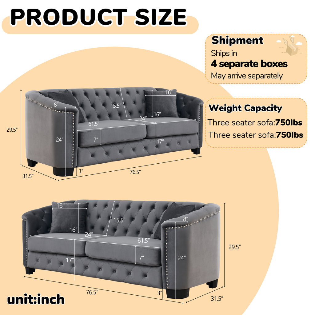 Velvet Chelsfield Sofa Set