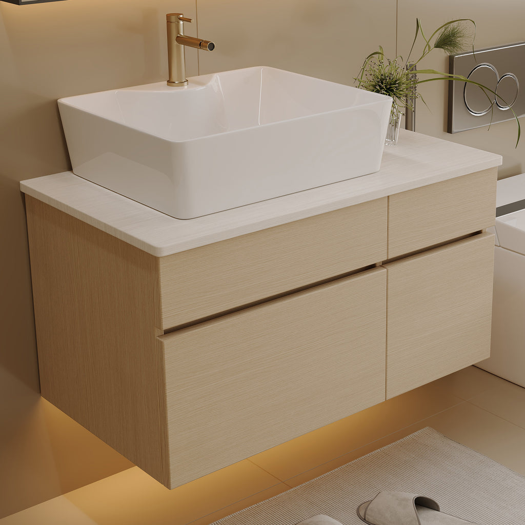 31.5 Inches Floating Single Small Bathroom Vanity with Sink