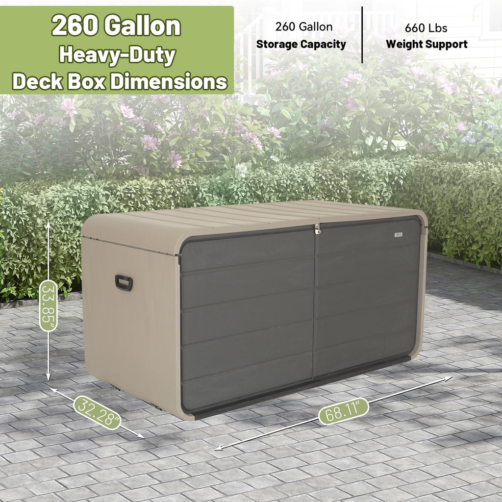 260 Gallon Plastic Deck Box Storage Solution
