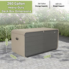 260 Gallon Plastic Deck Box Storage Solution