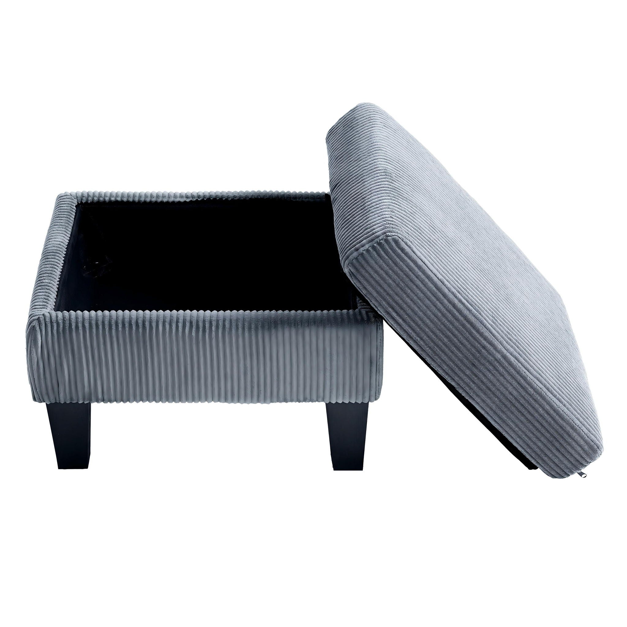 L-Shaped Sectional Sofa With Padded Cashmere - Gray