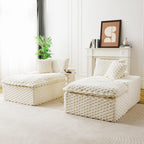 White Turtle Velvet Double Chaise Lounge