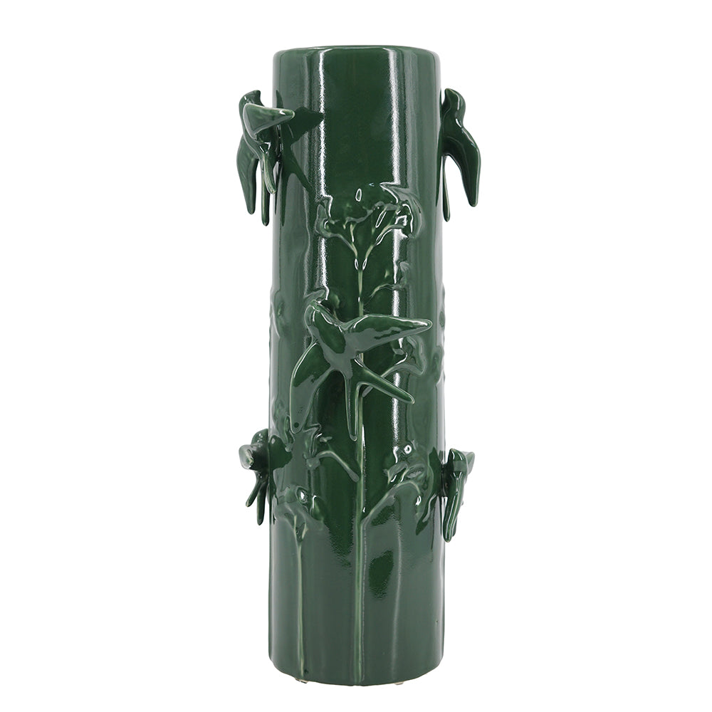Tall Ceramic Vase - Deep Forest Green