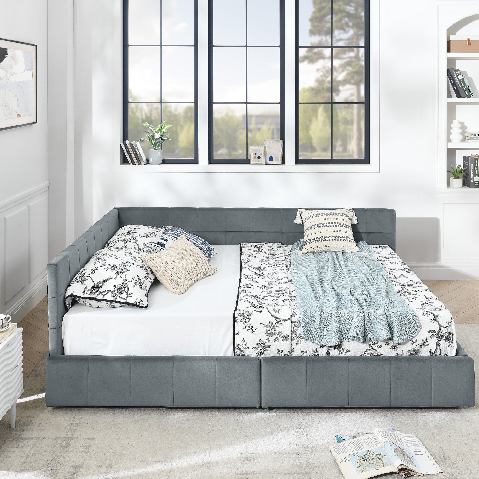 Queen Size Storage Upholstered Tufted Bed Frame