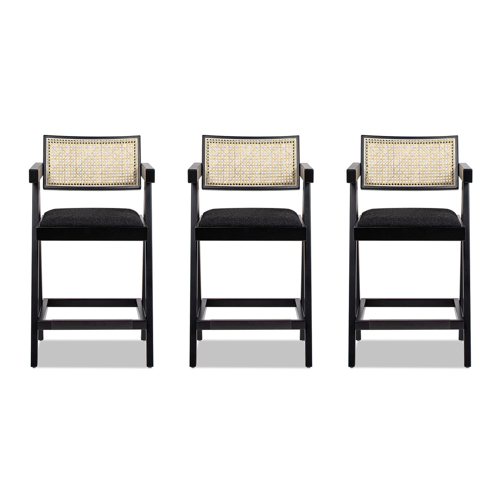 Milan 25.5" Modern Resin Webbing Back Bar Stool Set of 3
