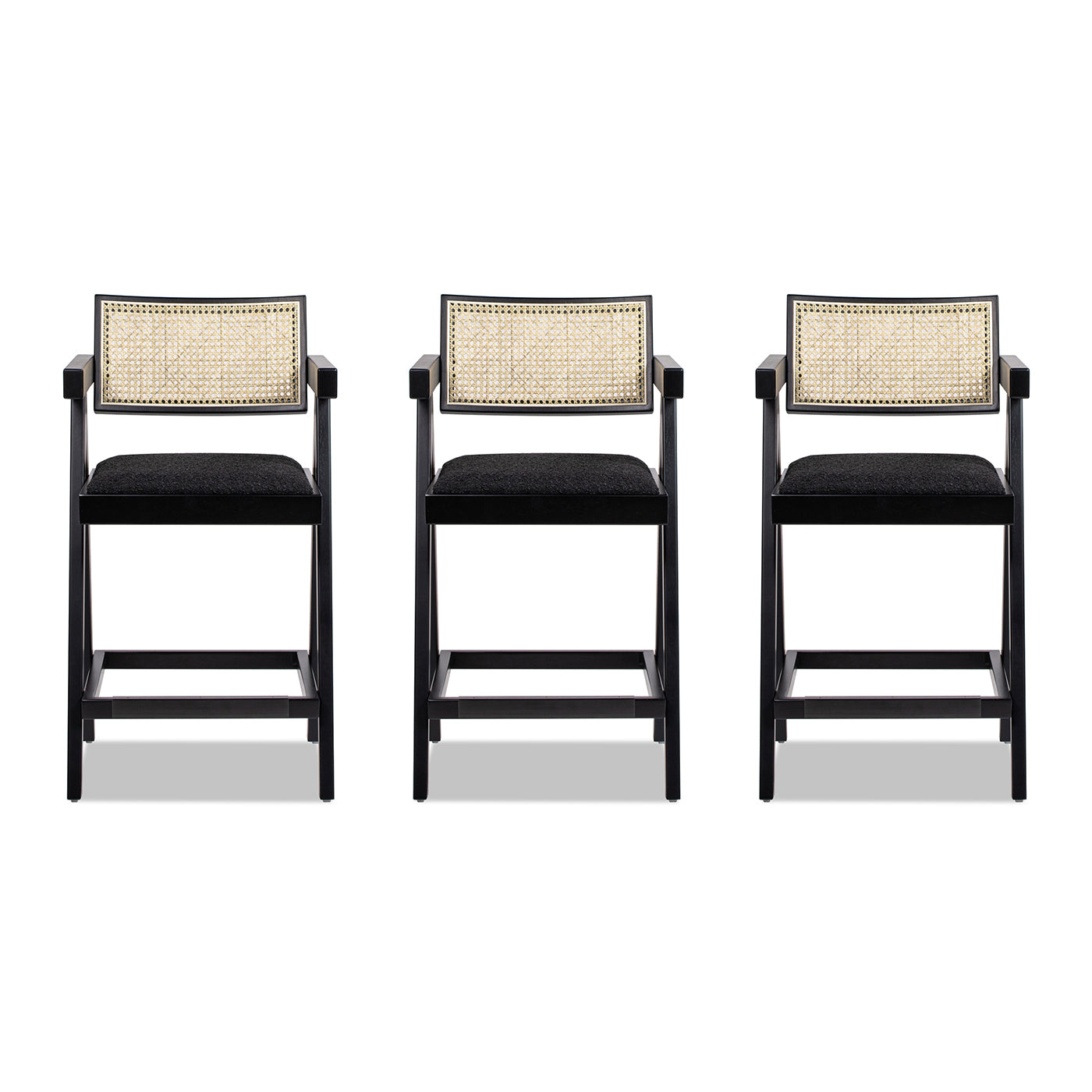 Milan 25.5" Modern Resin Webbing Back Bar Stool Set of 3