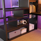 Full Loft Bed with Desk and Charging Station