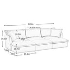 Living Room Sofa Slipcovered Sofa 3 Seater Sofa With 3 Ottomans