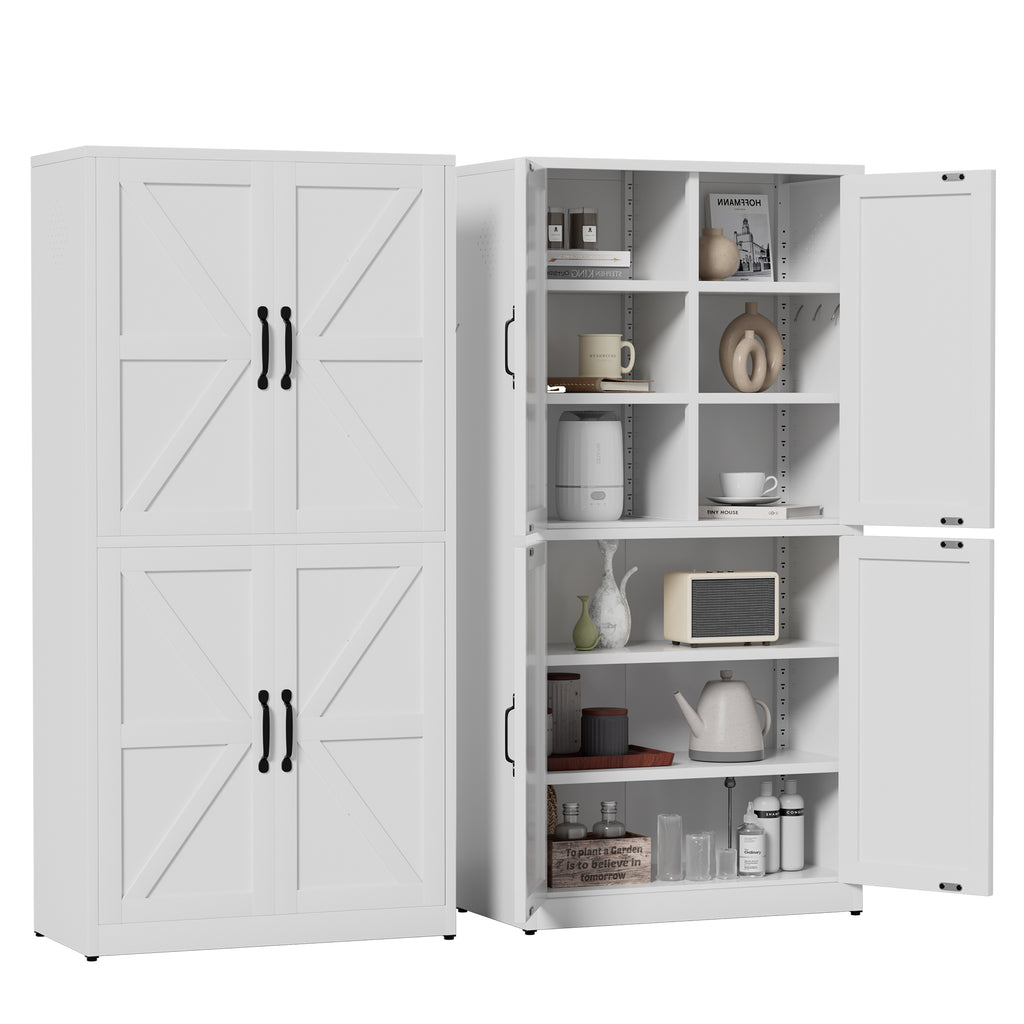 White Steel Kitchen Pantry Storage Cabinet