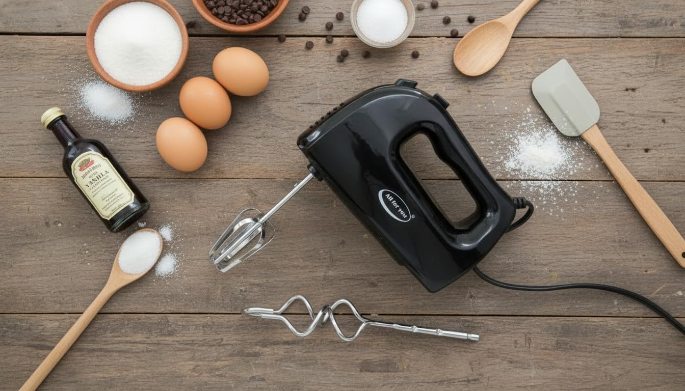 250-Watt 5 Speed Electric Hand Mixer with Whisk Attachment & Traditional Beaters