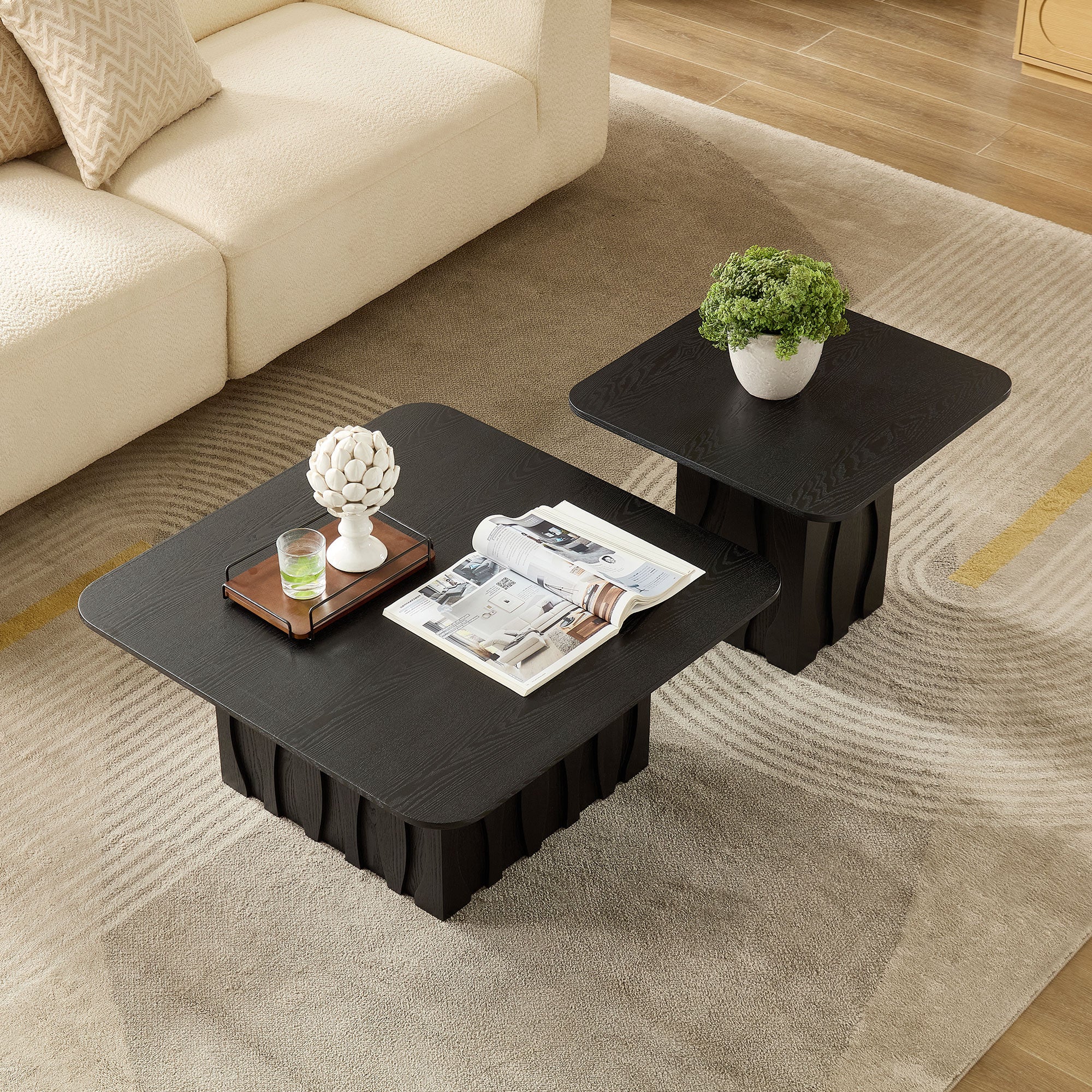 2PCS Nesting Square Coffee Table Set