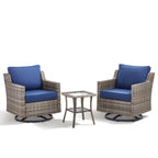 Swivel Outdoor Chairs Set of 2 with Glass-Top Side Table