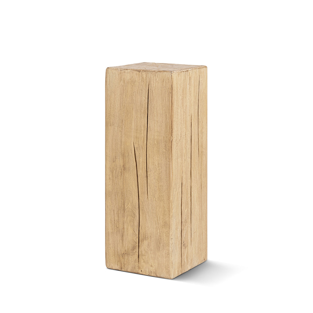 Umber 31.5-Inch Solid Reclaimed Pine Wood Side Table, Light Natural