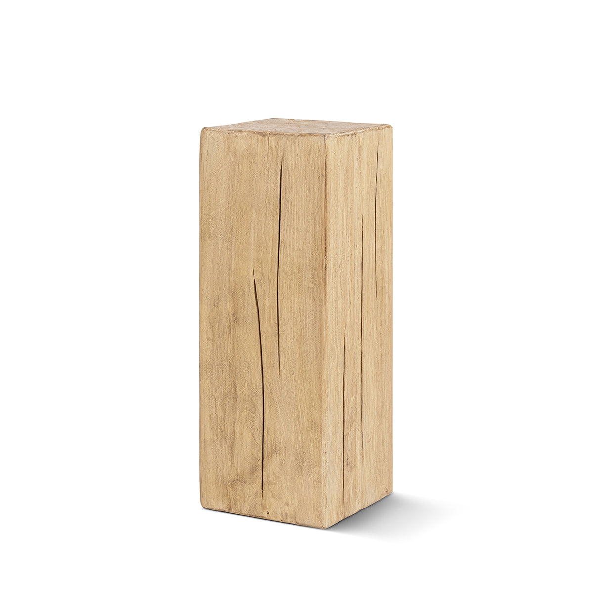 Umber 31.5-Inch Solid Reclaimed Pine Wood Side Table, Light Natural