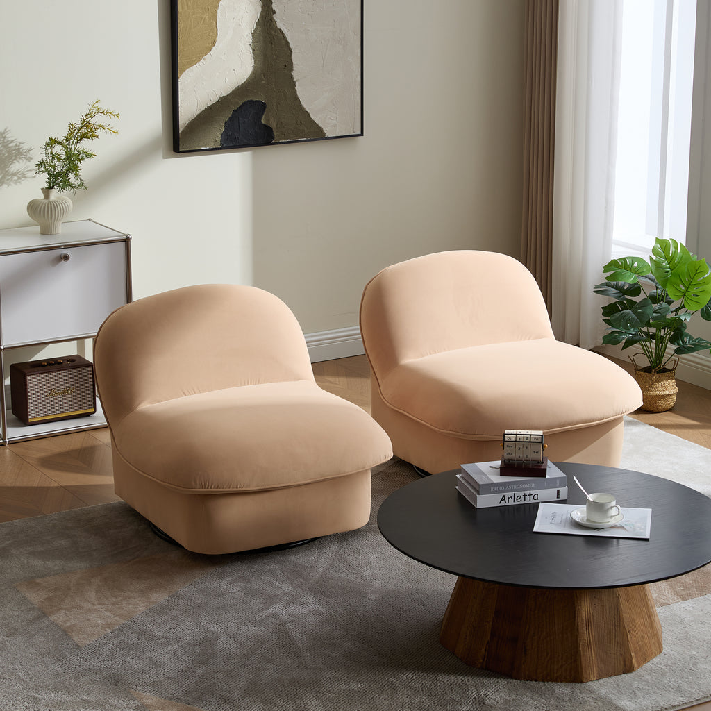 Swivel Accent Chair with Velvet Fabric & Metal Base