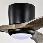 52" Flush Mount Solid Wood Blades Ceiling Fan with Lights