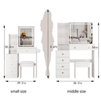 Small Size Left Bedside Cabinet Vanity Table + Cushioned Stool