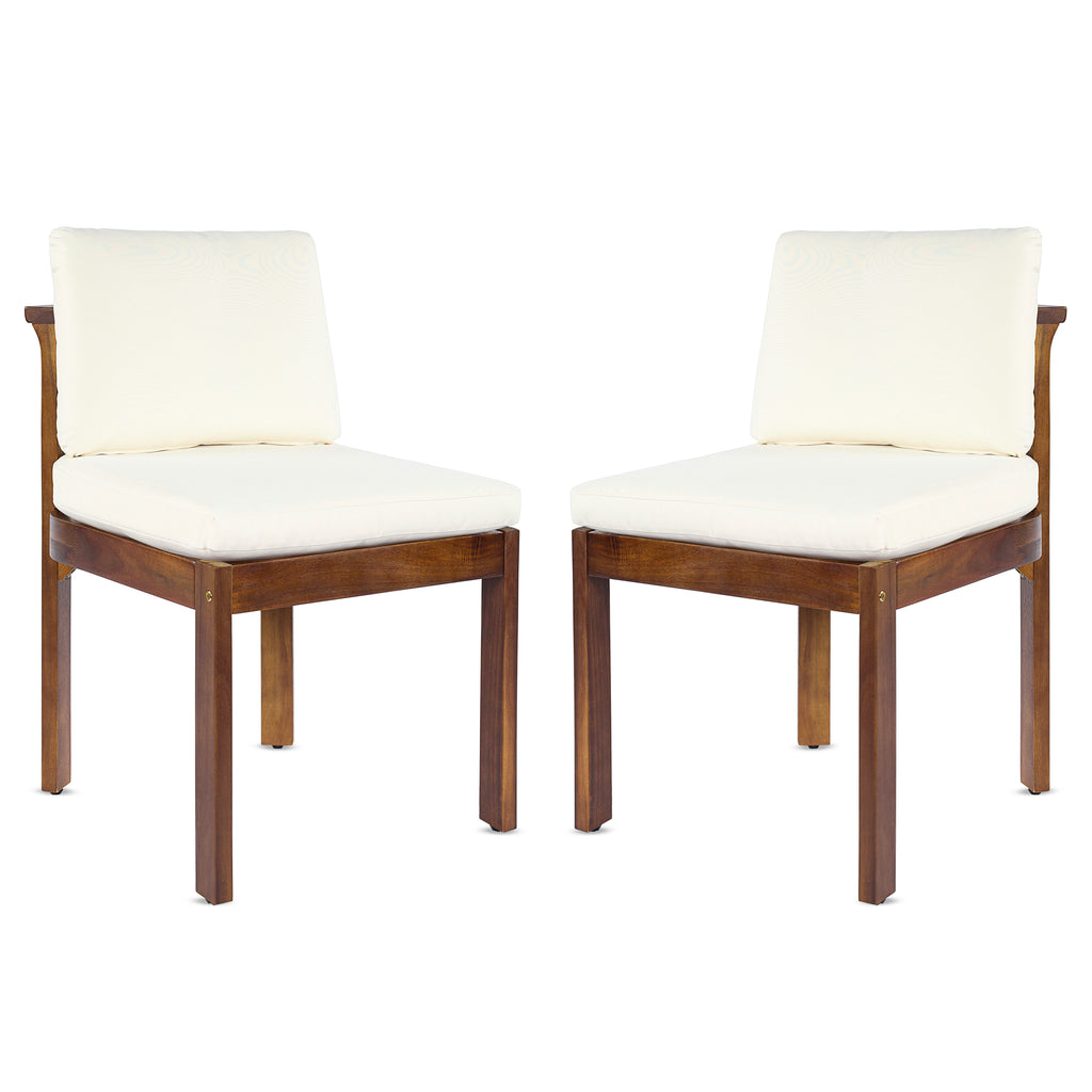 Acacia Wood Outdoor Dining Chair Set of 2