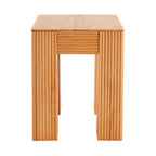 Natural Pine Wood Fluted Side Table with Elephant-Leg Design