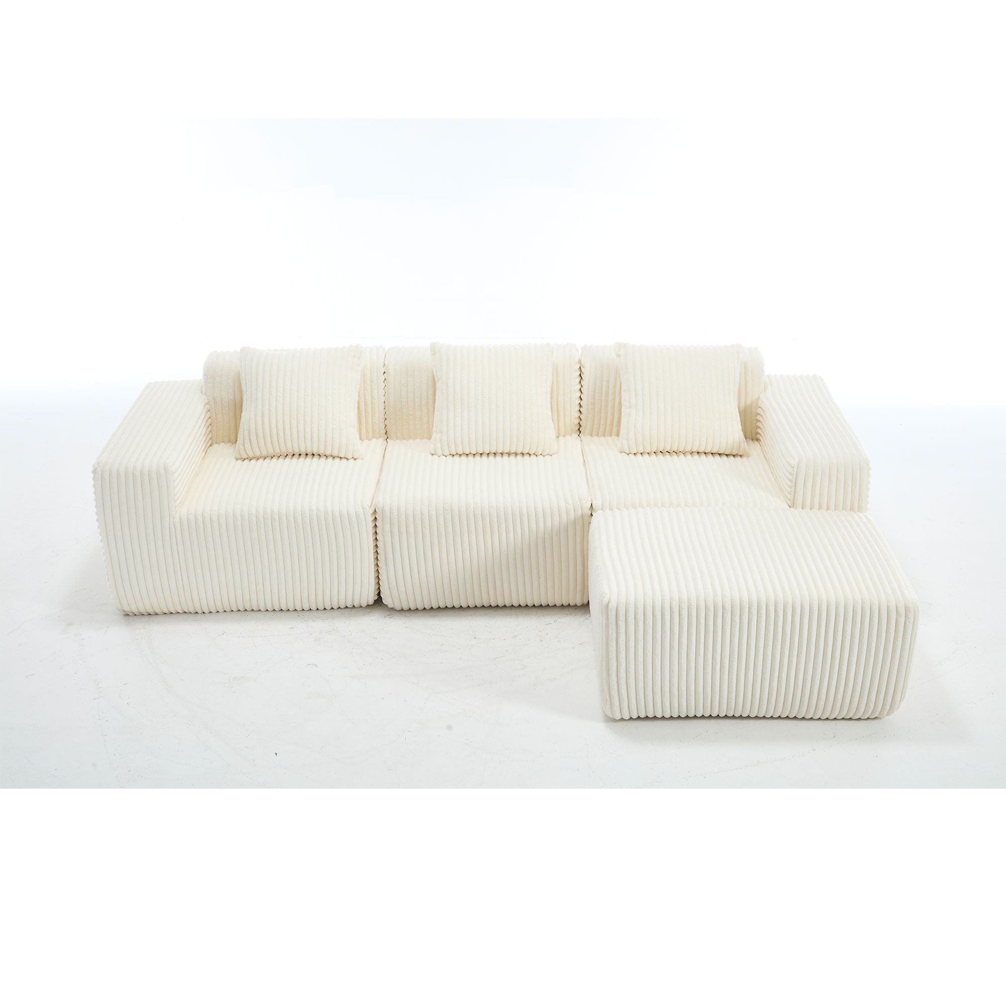 L-Shape Modern Minimalist Modular Sectional Sofa with Deep Seats
