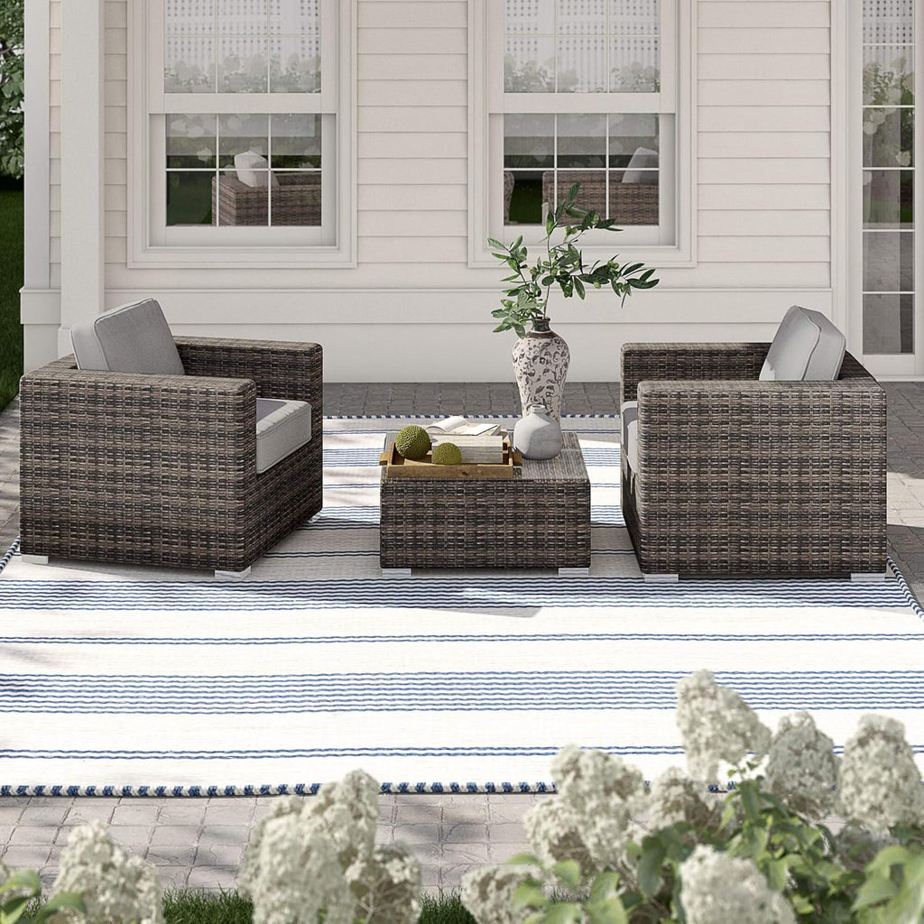 LSI 3-Piece Wicker Rattan Patio Sofa Set