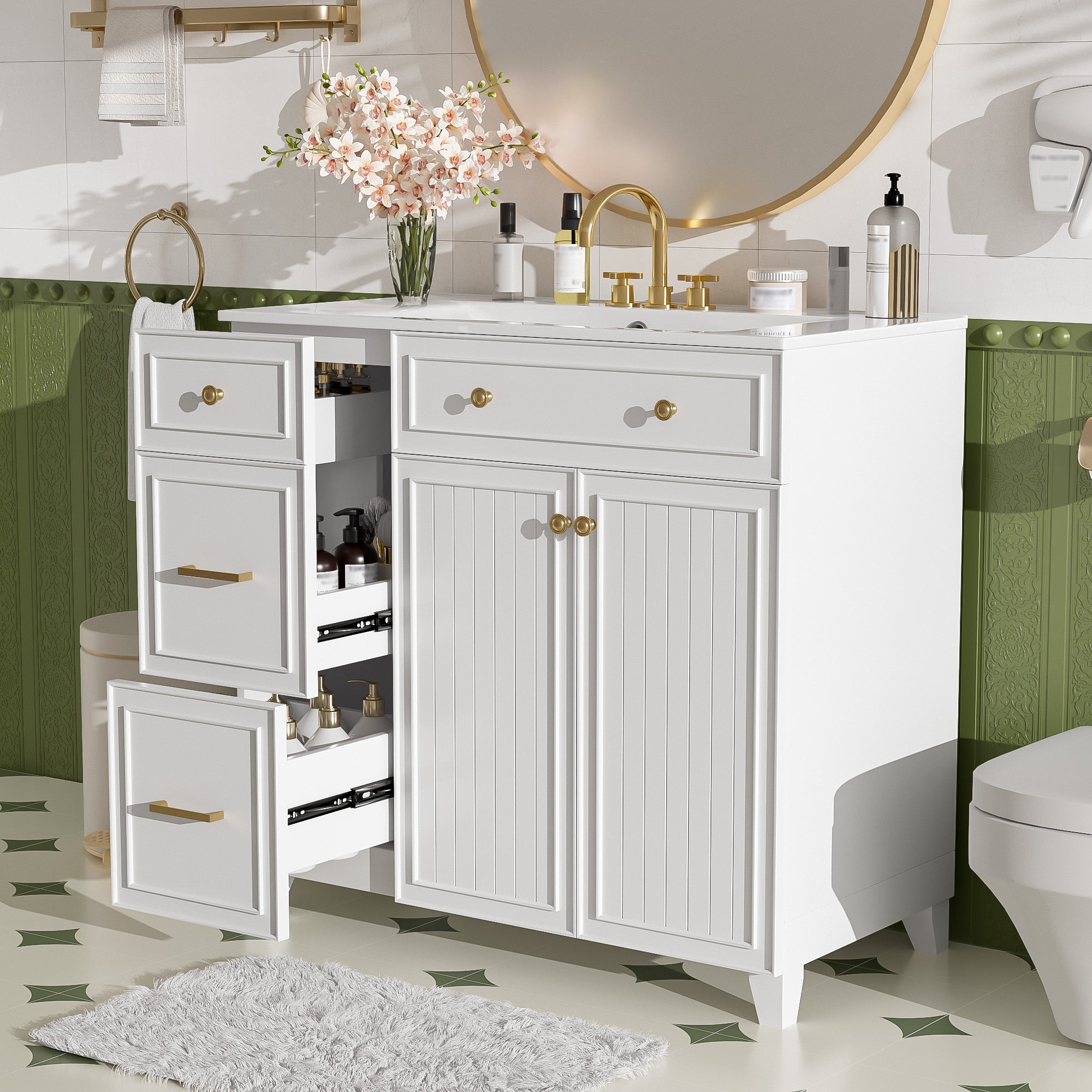 36" Bathroom Vanity with Ceramic Sink