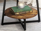 19.68" Industrial End Table with Storage Shelf – 2-Tier Round Side Table
