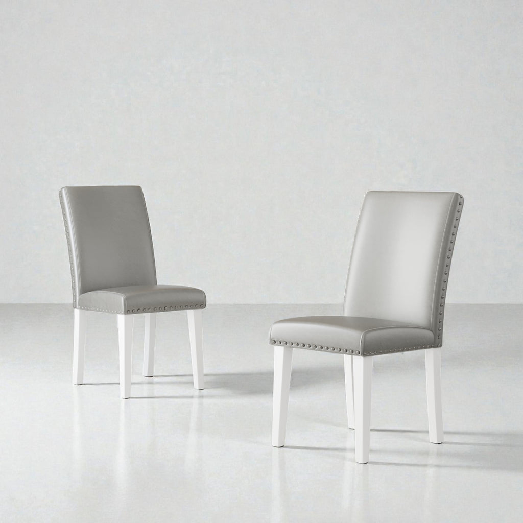Upholstery Dining Chair Set - Silver and White